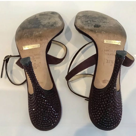 DOLCE & GABBANA SUEDE EMBELLISHED SANDALS SIZE 7.5